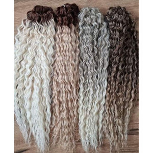 <span class=keywords><strong>Ariel</strong></span> Jessica Cheveux synthétiques pour tressage et crochet, Ondes aquatiques, Boucles russes, Ondulations profondes, Rouge, Rose, Blond, Extensions capillaires ondulées, Vente en gros - Product Image 2