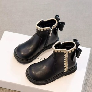 Bottes courtes de princesse pour filles, bottes courtes britanniques pour enfants, douces et chaudes, en fourrure, pour l'automne et l'hiver - Product Image 3