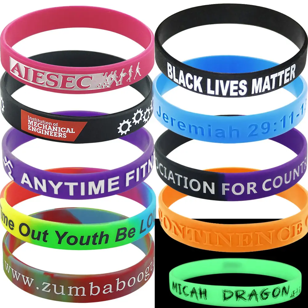 Bracelets en silicone personnalisés, créez vos propres bracelets en caoutchouc avec message ou logo, bracelet personnalisé de haute qualité