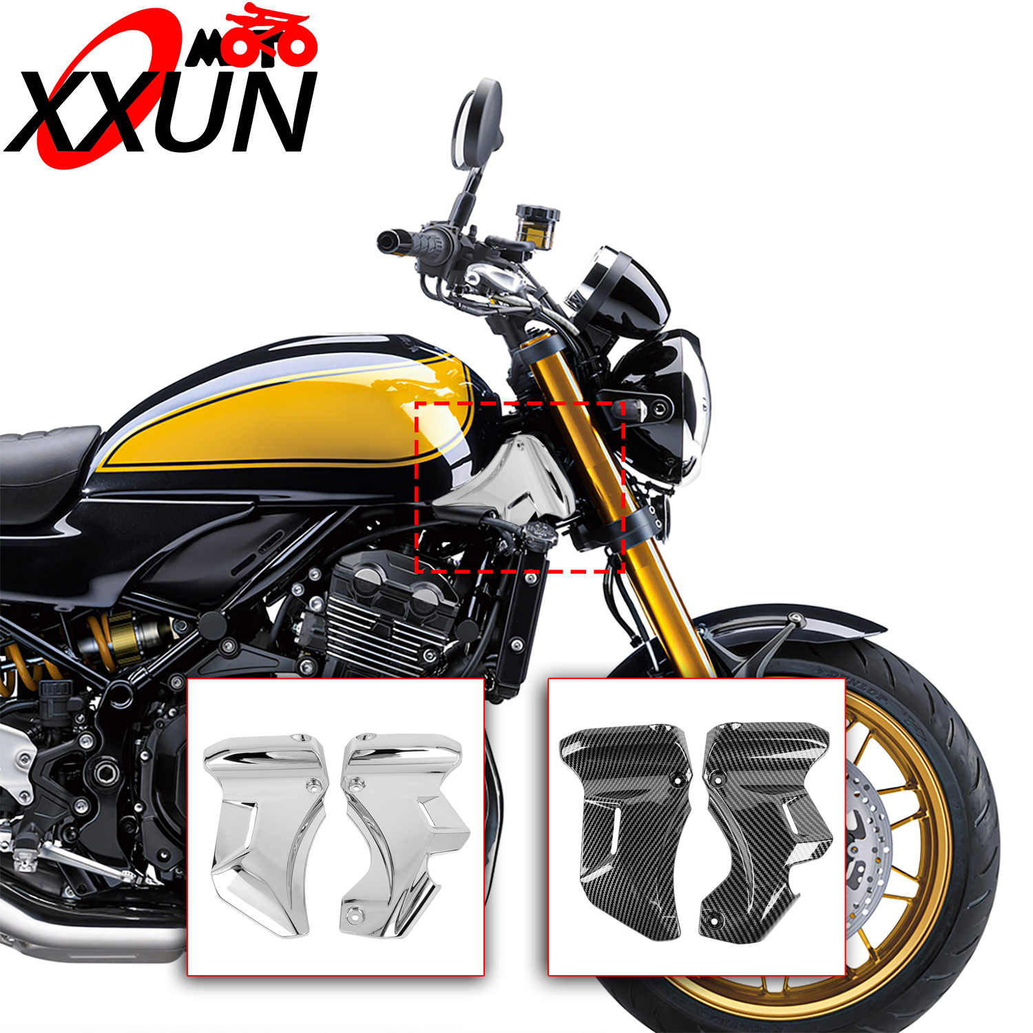XXUN Motorcycle Oil Gas Tank Side Cover for KAWASAKI Z900RS / ABS 