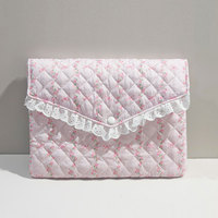 Sac pour ordinateur portable en polyester avec doublure florale et bordure en dentelle, étui pour tablette 11 pouces/13 pouces, étui pour ordinateur portable, pochette pour documents