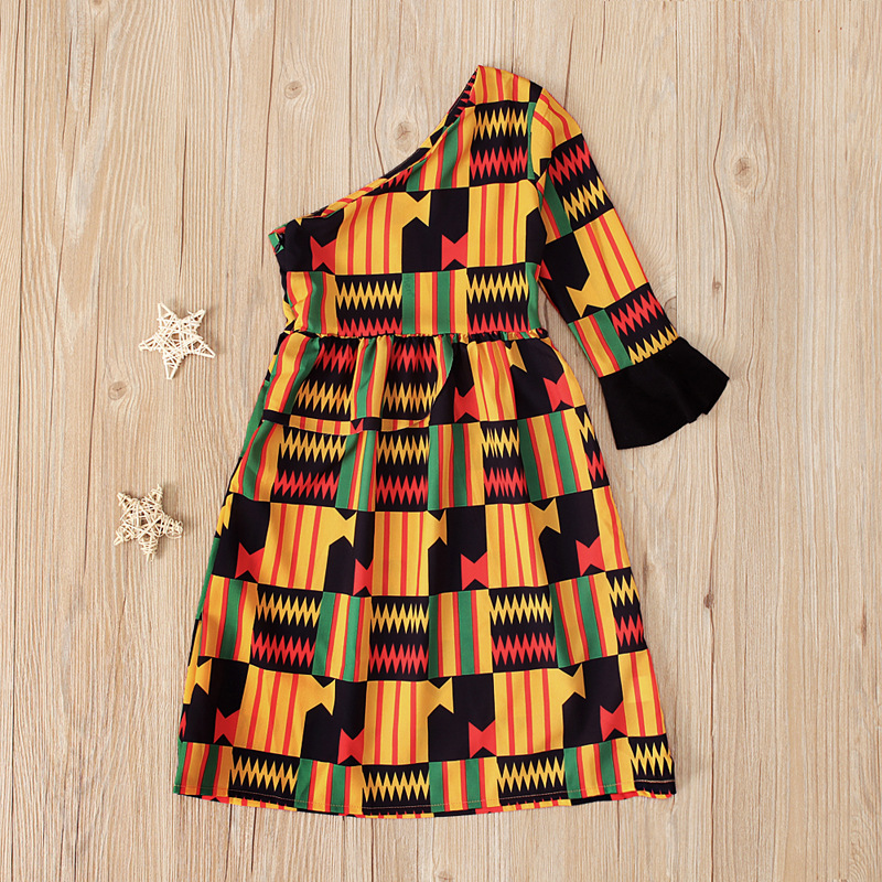 European and American cute baby children girls african bohemian style off-the-shoulder skirt kids clothing dress