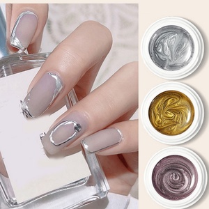 New Painted Mirror Laser Metal <b>Nail</b> Gel Silver Super Flash <b>Nail</b> Gel Glue 5g Private Label Metal <b>Nail</b> Art Painting Gel - Product Image 1