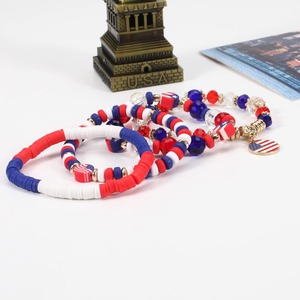 Nueva bandera americana de EE. UU. Día DE LA Independencia Pulseras elásticas Taylore <span class=keywords><strong>Swift</strong></span> con cuentas de arcilla polimérica - Product Image 4