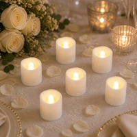 Lot de 6 fausses bougies votives blanches à piles, bougies chauffe-plat rechargeables sans flamme USB, bougies à LED avec minuterie