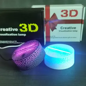 Xuyên Biên Giới Ánh Sáng 3D Mới Crack Cơ Sở Phát Sáng Cảm Ứng Đầy Màu Sắc Điều Khiển Từ Xa Đèn Ngủ 3D
