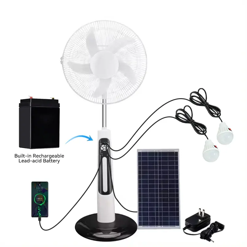 Stand Ventilator Oplaadbare Batterij Dc Solar Fan Voor Home Dc Motor 12V Luchtkoeling Afstandsbediening 16Inch Lithium Batterij Lang