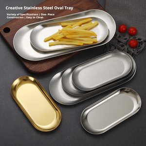 Bandeja Oval de Aço Inoxidável para Joias, Dourada/Prateada, Bandeja Decorativa de Metal para Cosméticos e Lanches, Atacado - Product Image 2