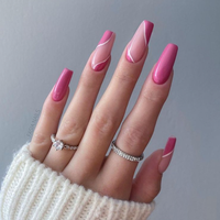 Art de faux ongles cercueil longs, naturels, avec couverture complète, réutilisables et durables, à presser, avec boîte, 24 pièces