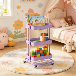 Chariot de rangement roulant à 3 niveaux en plusieurs couleurs, chariot utilitaire en métal avec roues et poignée pour <span class=keywords><strong>chambre</strong></span> <span class=keywords><strong>d</strong></span>'enfant, salon, salle de peinture - Product Image 5