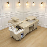 Lit de massage multifonctionnel japonais Jincheng pour salon de beauté, avec hydrothérapie LED, massage thaïlandais et cadre en cuir et bois