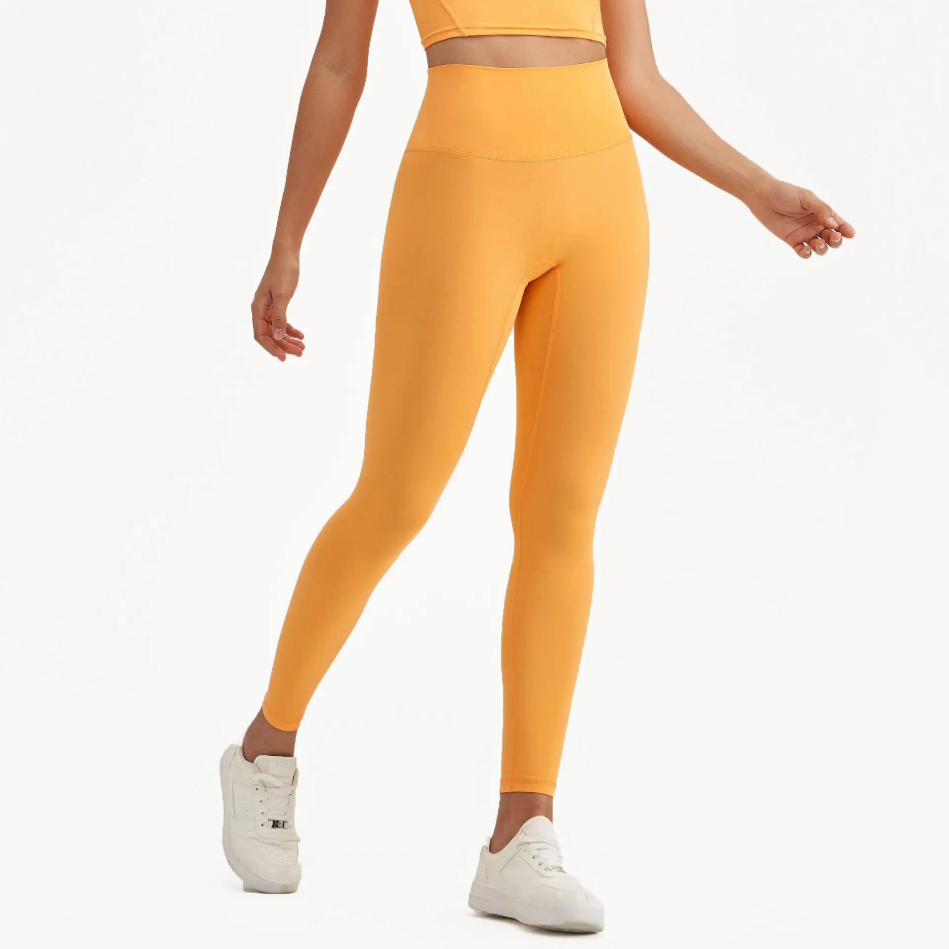 Calça esportiva sem costura frontal Super Soft para ioga, 24 cores, sem transparência, para mulheres, cintura alta