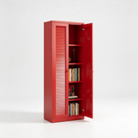 Armoire de classement métallique vert olive haute autoportante avec porte à persiennes, réglable, pour le rangement et la présentation de documents de bureau