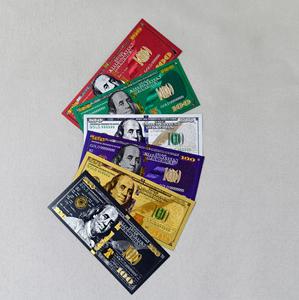En gros, en stock : Faux billet de 100 dollars plaqué or, avec feuille d'or, argent et noir-rouge, pour anniversaires et Noël - Product Image 2