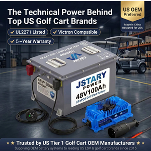 Paquete de Baterías Personalizado OEM de 48V/72V 100Ah LiFePO4 para Carrito de Golf Eléctrico |   Certificado por UL |   Repuesto de Encaje para Club Car - Product Image 1