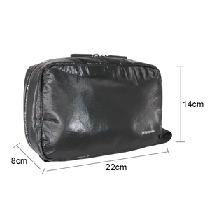 Bolsa de Aseo Cuadrada de Tres Capas, Portátil, Negra, Inspirada en Tyvek, de PVC, Impermeable, con Cierre, Ecológica, para Viajes y Joyería, Marca Senrong - Product Image 6