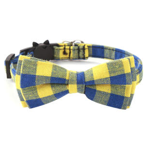 Tanpopo ajustable seguro hebilla gatito collares Plaid Bowtie mascota gato cuello corbata ajustable Breakaway Bell accesorios de Navidad - Product Image 4