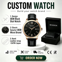 Montre pour homme de luxe de haute qualité, quartz, fabrication sur mesure, vente en gros, boîtier en acier inoxydable, verre saphir, aiguilles