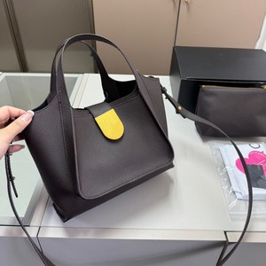Swallow Handbag Premium Leather Bucket Bag Coffee Brown Lock Clasp Women Everyday Use - Product Image 1