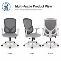Fauteuil de bureau pivotant moderne gris confortable en maille avec fonction inclinable et réglable en hauteur pour la maison, le personnel et l'étude (vente en gros)