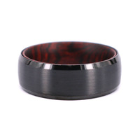 THX Trendy Black Wolfram abgeschrägte Kanten Ring 8mm Eisen Holz Ring für Hochzeit Verlobung feier Jubiläums geschenk