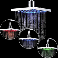 Douche murale contemporaine à finition chromée en plastique ABS, écologique, avec 3 couleurs LED changeantes, haute pression, économie d'eau