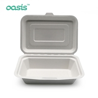 À la mode 450ml jetable canne à sucre bagasse biodégradable à clapet boîte à lunch compostable option à emporter