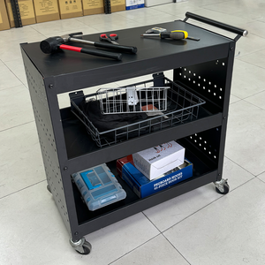 30\&quot; Iron Three-Layer <strong>Mobile</strong> <strong>Tool</strong> Trolley <strong>Cart</strong> with Side Peg Board for Garage <strong>Workshop</strong> Custom OEM Support - Product Image 6