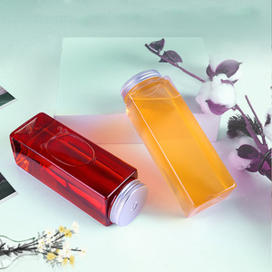 500ml cấp thực phẩm Pet vuông trong suốt nhựa nước ép trái cây chai nước giải khát bouteille de jus uống bao bì bánh carton - Product Image 1