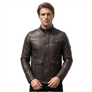 Custom High Quality Vintage <b>Slim</b> <b>Fit</b> Mens Biker <b>Jackets</b> | Sheep Skin Zipper Closure Autumn Plain Dyed OEM Manufacturer - Product Image 4