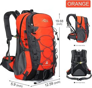40L Wear Resistant Hiking <b>Backpack</b> 600D Ripstop Water Repellent with Black Rain Cover Front Bungee Cord Daypack <b>Trekking</b> Camping - Product Image 2
