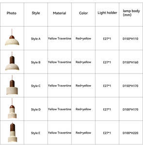 Lámparas colgantes de piedra de travertino amarillo Iluminación de comedor Luz colgante de noche para isla de cocina - Product Image 6