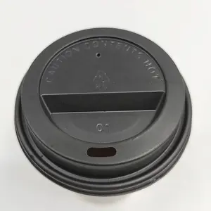 Plastic lid cover for coffee paper cup disposable black cover for hot drinks cup