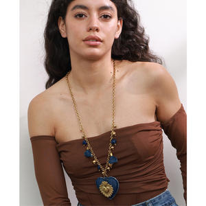 JINYOU 5111 Nuova Collana con Ciondolo a Forma <span class=keywords><strong>di</strong></span> Cuore in Tessuto Acrilico su Catena in Acciaio Inossidabile - Product Image 4