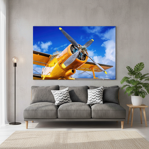 Vintage Aircraft Propeller Canvas Art: Yellow & Blue Aviation Poster,<b>WRAPPED</b> CANVAS - Product Image 3