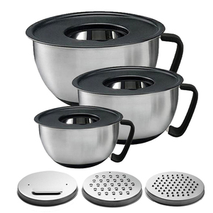 Cuencos para mezclar ensaladas de acero inoxidable personalizables, tapa de lavabo pulida, cuenco mezclador de huevos con fondo de silicona, cuenco para servir pasteles y hornear - Product Image 1