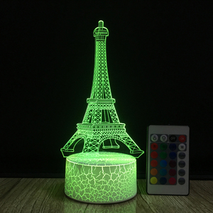<span class=keywords><strong>3D</strong></span>クラックルナイトライトLEDベビースリーピングカラフルチェンジ<span class=keywords><strong>3D</strong></span>ナイトライトUSBエッフェル塔デスクテーブルランプ - Product Image 1