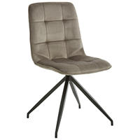 Chaise de café de salle à manger en velours bleu clair de luxe avec support en métal