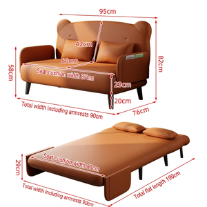 Modern Light Luxury Metal Frame 2-Seat <b>Sofa</b> <b>Bed</b>, Cat Scratch Resistant Microfiber Leather Foldable Sleeper Couch for Apartment - Product Image 3