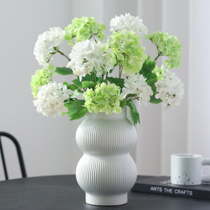 Two Headed Wooden <b>Hydrangea</b> <b>Artificial</b> <b>Flower</b> White Plastic Silk Natural Touch Wedding Home Decoration - Product Image 2