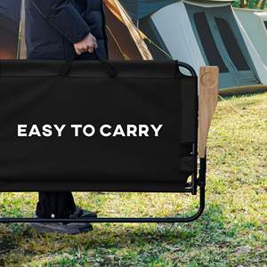 Chaise de camping double pliable en tissu Oxford avec accoudoirs en bois, mobilier d'extérieur portable pour 2 adultes, idéale pour le camping et le jardin - Product Image 4