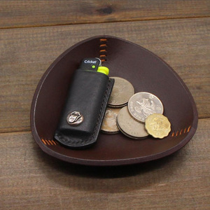 Handmade pure leather <b>storage</b> tray, triangular table mat <b>storage</b> box, craft gift, key box, <b>remote</b> <b>control</b> <b>storage</b> box, - Product Image 4