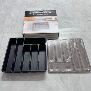 Organisateur d'argenterie avec couvercle, plateau à ustensiles <span class=keywords><strong>couvert</strong></span> pour <span class=keywords><strong>tiroir</strong></span> de cuisine, boîte de rangement pour couverts en plastique cuillères fourchettes - Product Image 4