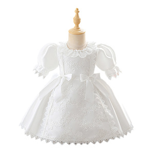 Nuovo Stile Abito da Battesimo per Bambina, Elegante Vestito Principessa in Pizzo, Abito Gonfio con Cappello per <span class=keywords><strong>Cerimonia</strong></span> del Primo Mese - Product Image 5