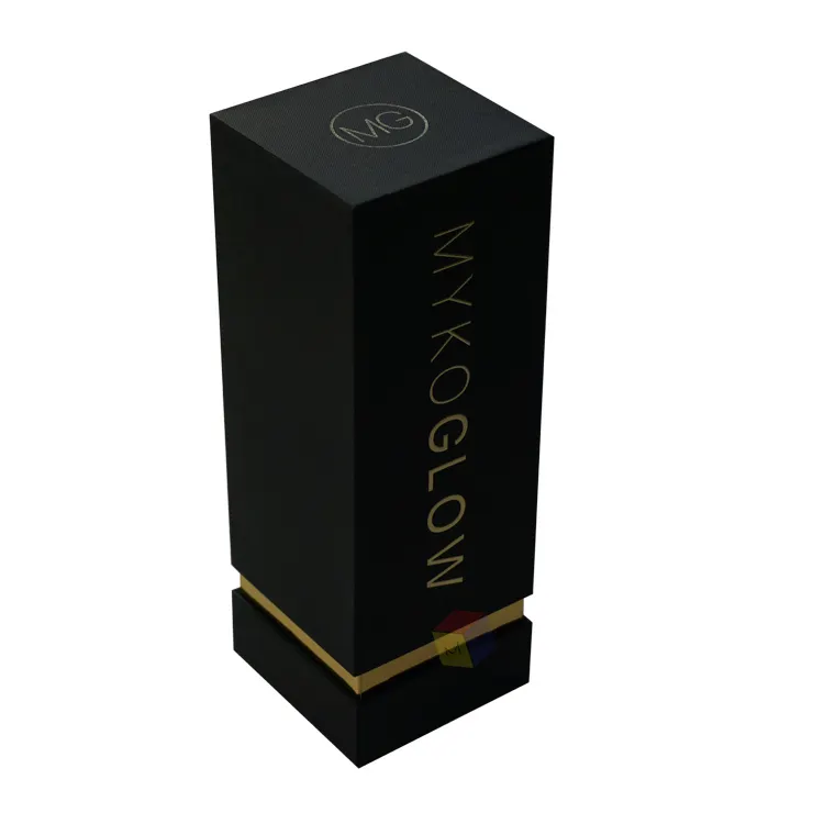 luxury brand design black rigid cosmetic packaging perfume gift box