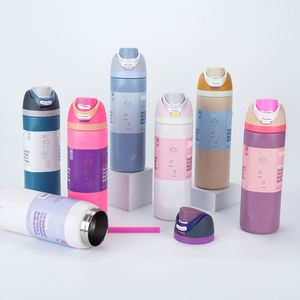 Custom Logo Stainless Steel Vacuum 24oz Eco-Friendly Stocked Modern Diamond Design Fitness Sports Thermos Handle <b>Straw</b> 12-24 - Product Image 1