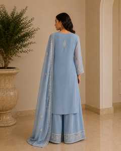 Fashion Three Piece <b>Chikankari</b> <b>Suit</b> Stitched with Embroidered Kurta Matching Bottom and Dupatta for Women Designer Party - Product Image 2