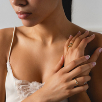 Magnifique ensemble de bagues solitaires en laiton plaqué or 18 carats pour femmes, par Milskye