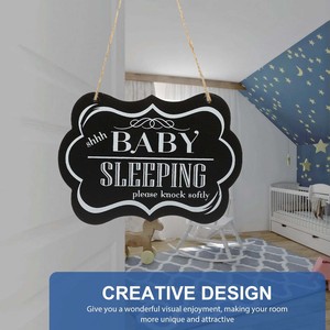 Bébé dormir signe décoration murale maison suspendus nuage signes porte d'entrée Plaque en bois rond bois ne pas frapper <span class=keywords><strong>la</strong></span> porte sonner <span class=keywords><strong>la</strong></span> cloche - Product Image 3