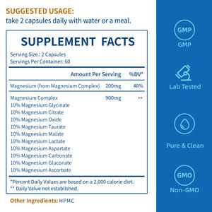 Kapsul Keras Magnesium Glisinat untuk Dewasa untuk Meningkatkan Kepadatan Tulang 200mg Per Sajian 120 Kapsul/Botol - Product Image 2